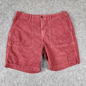 Outerknown Seventyseven Corduroy Shorts Mens Red Sz 35 Utility Pocket Casual